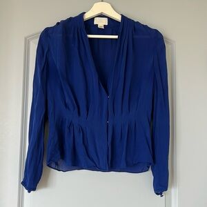 J. Crew Royal Blue Pleated Blouse